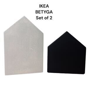IKEA BETYGA Black & Gray Set of 2 Decoration Houses 7 7/8" & 5 3/4"